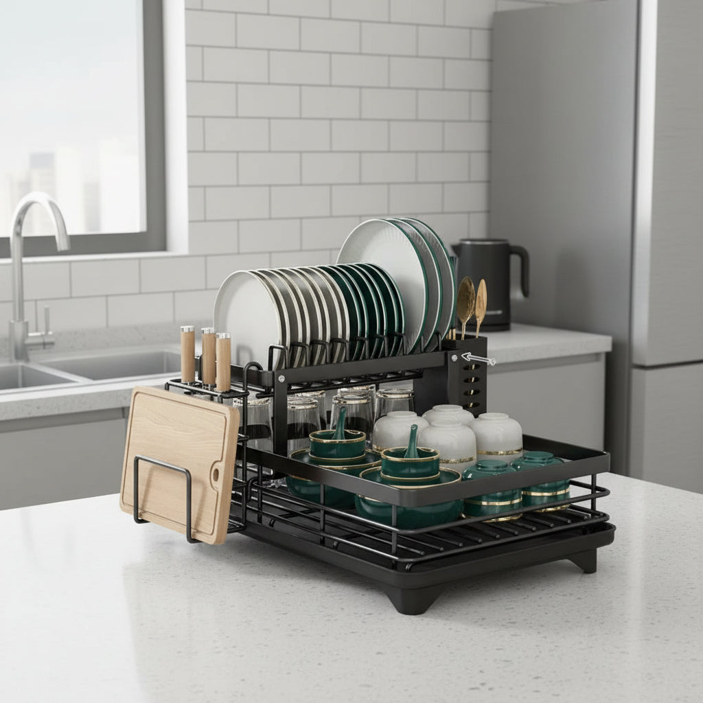 CulinaCraft Foldable Stainless Steel Dish Rack For Space Saving Kitchens | Temsk