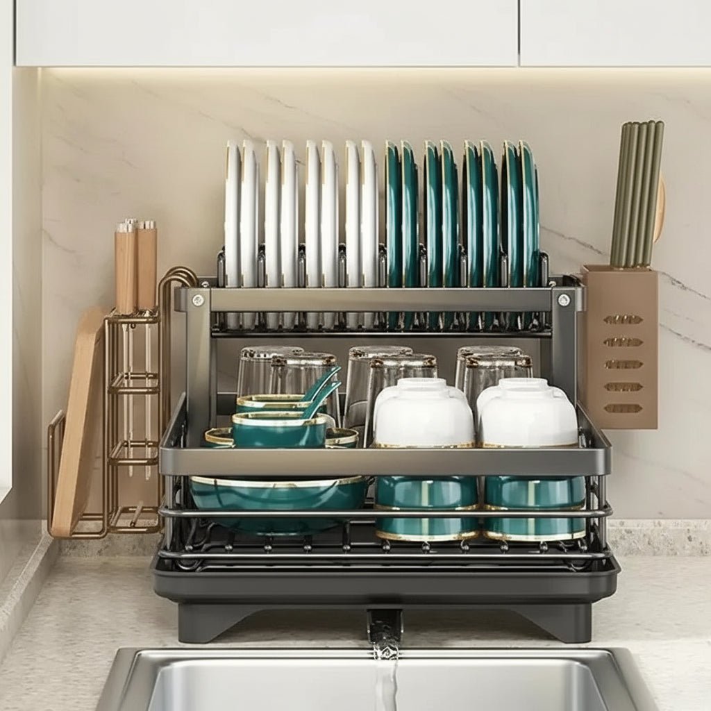CulinaCraft Foldable Stainless Steel Dish Rack For Space Saving Kitchens | Temsk