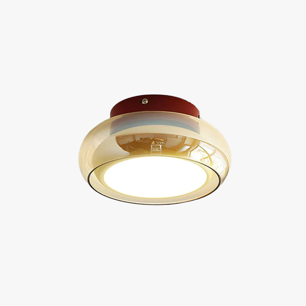 Cognac Glass Ceiling Lamp With Red Accent Three Color LED For Living Room Or Bedroom | Temsk