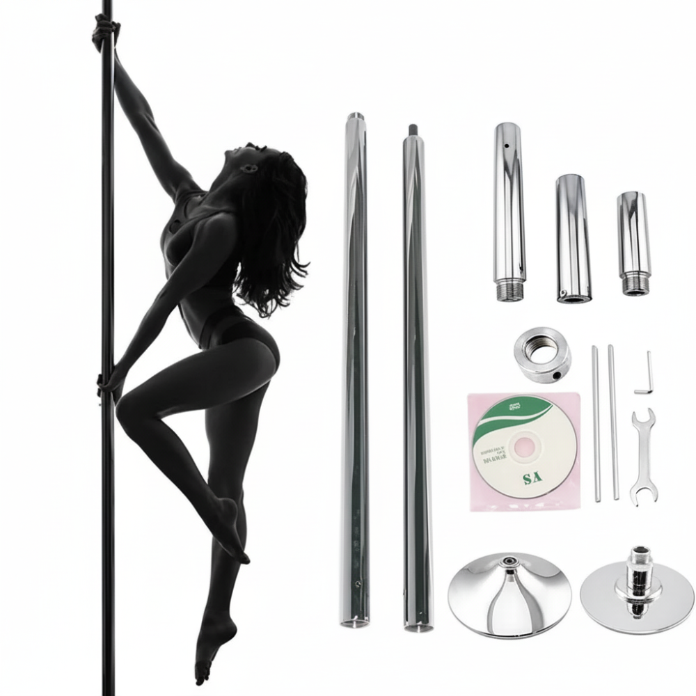 Spinning and Static Chrome Steel Dance Pole for Home Fitness Training | Temsk