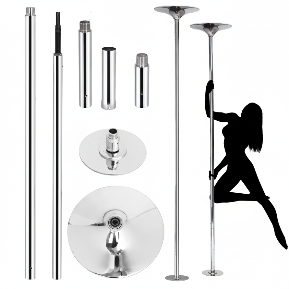 Spinning and Static Chrome Steel Dance Pole for Home Fitness Training | Temsk