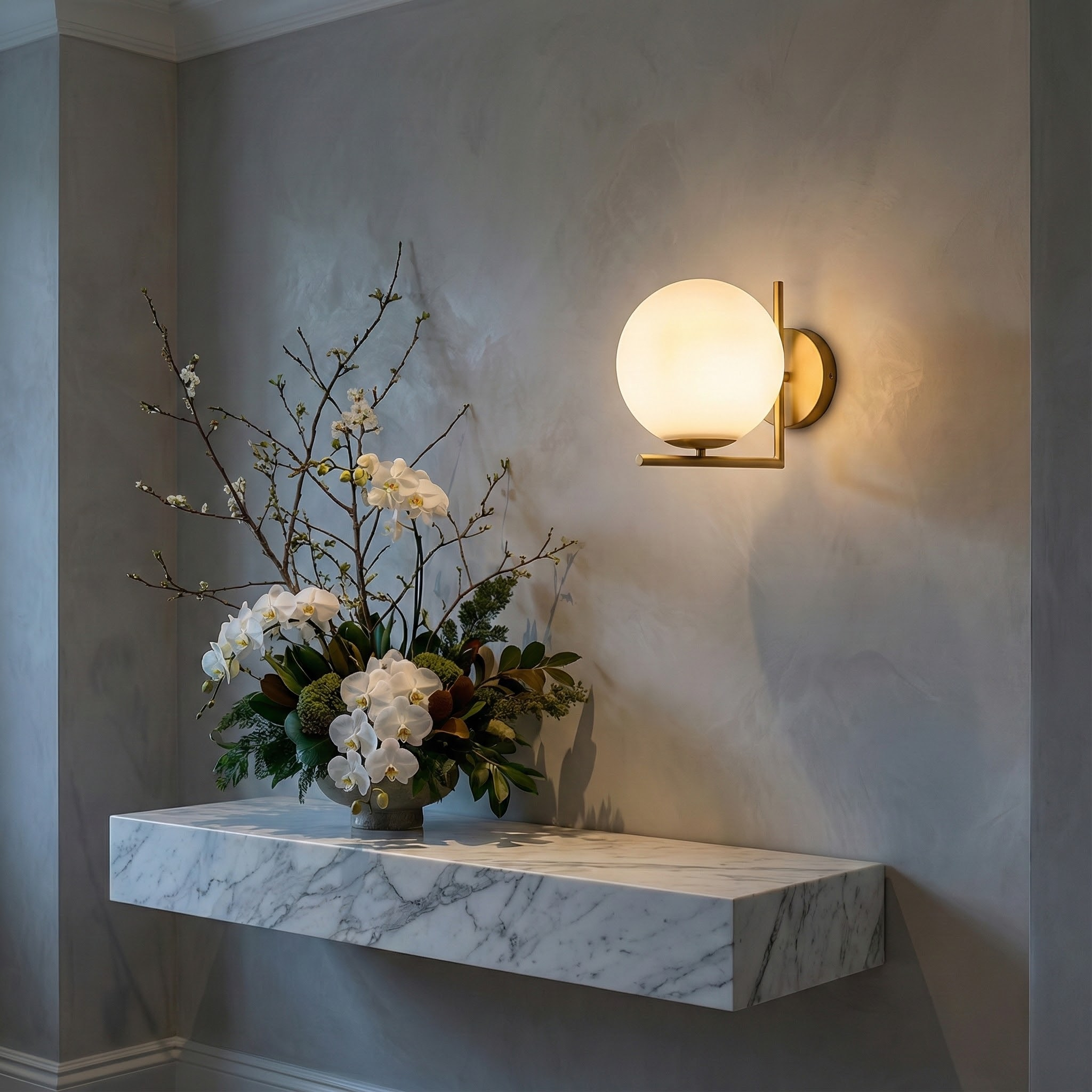 Astra Modern Elegant Wall Sconce Lighting With Frosted Globe Design | Temsk