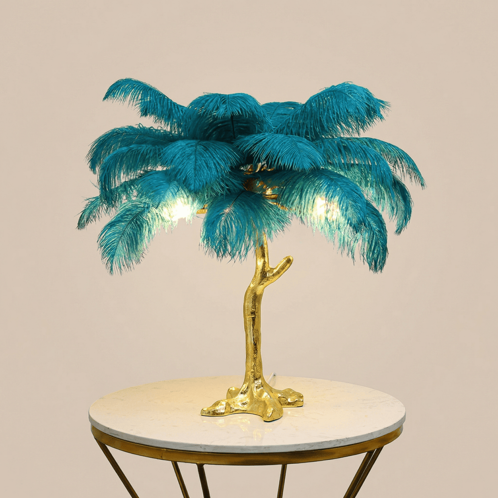 Feather Shade Decorative Table Lamp, 18-Inch Height | Temsk