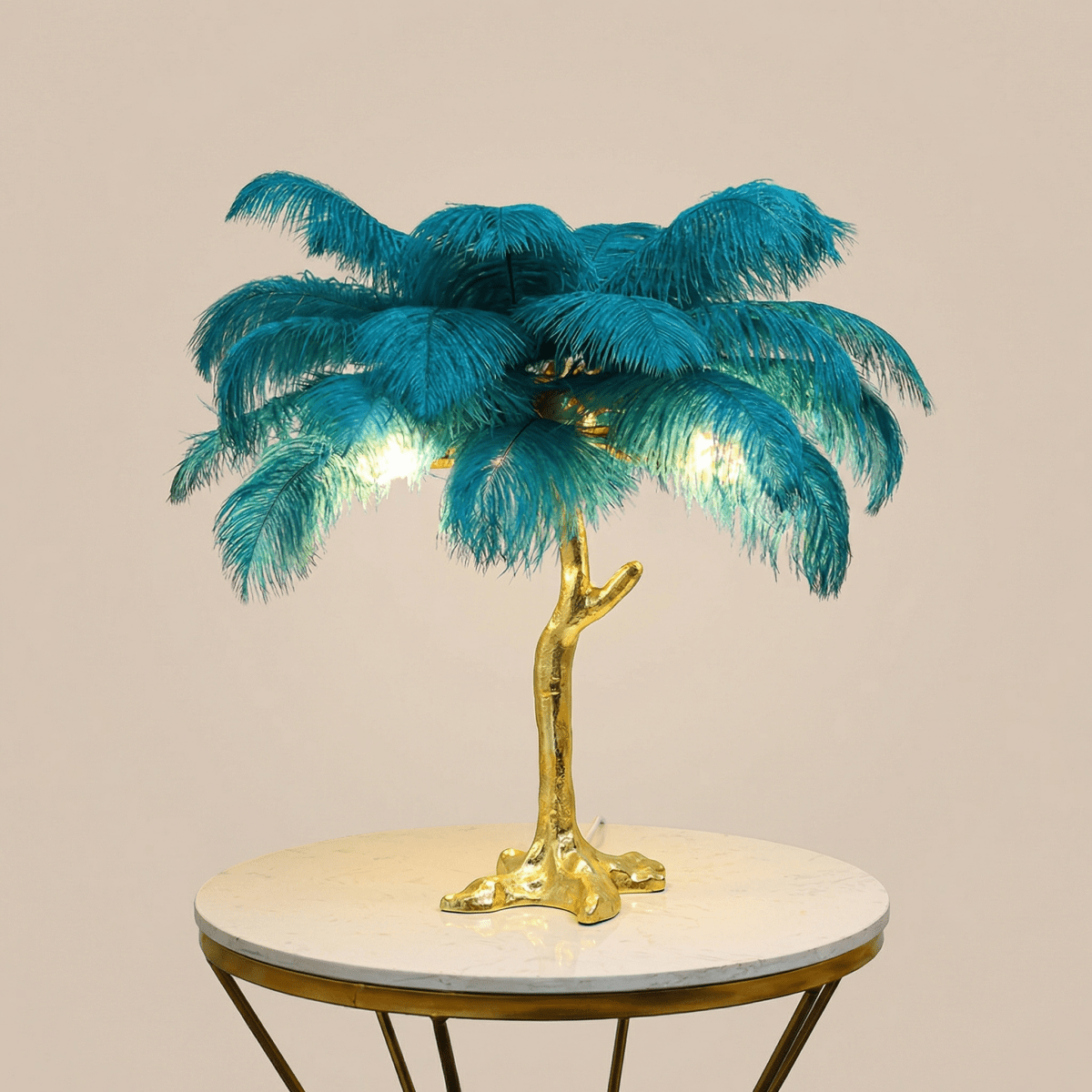 Feather Shade Decorative Table Lamp, 18-Inch Height | Temsk