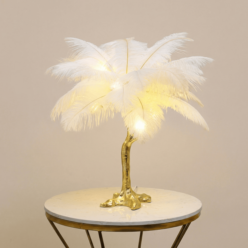 Feather Shade Decorative Table Lamp, 18-Inch Height | Temsk