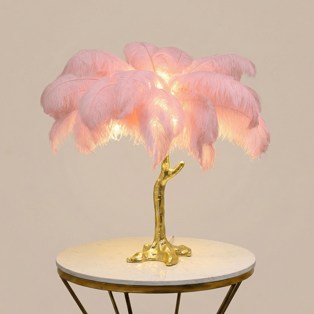 Feather Shade Decorative Table Lamp, 18-Inch Height | Temsk