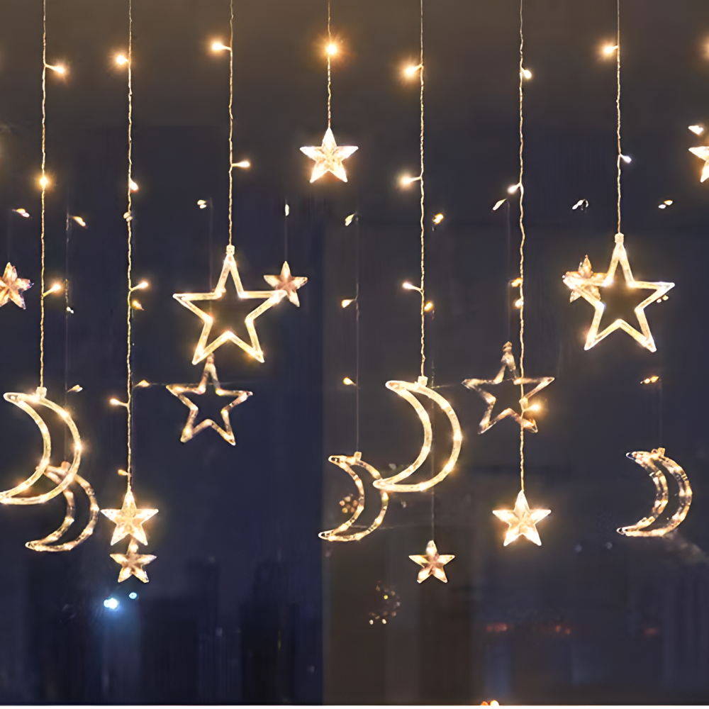 Warm White LED Star Curtain For Indoor And Outdoor Holiday Decor | Temsk