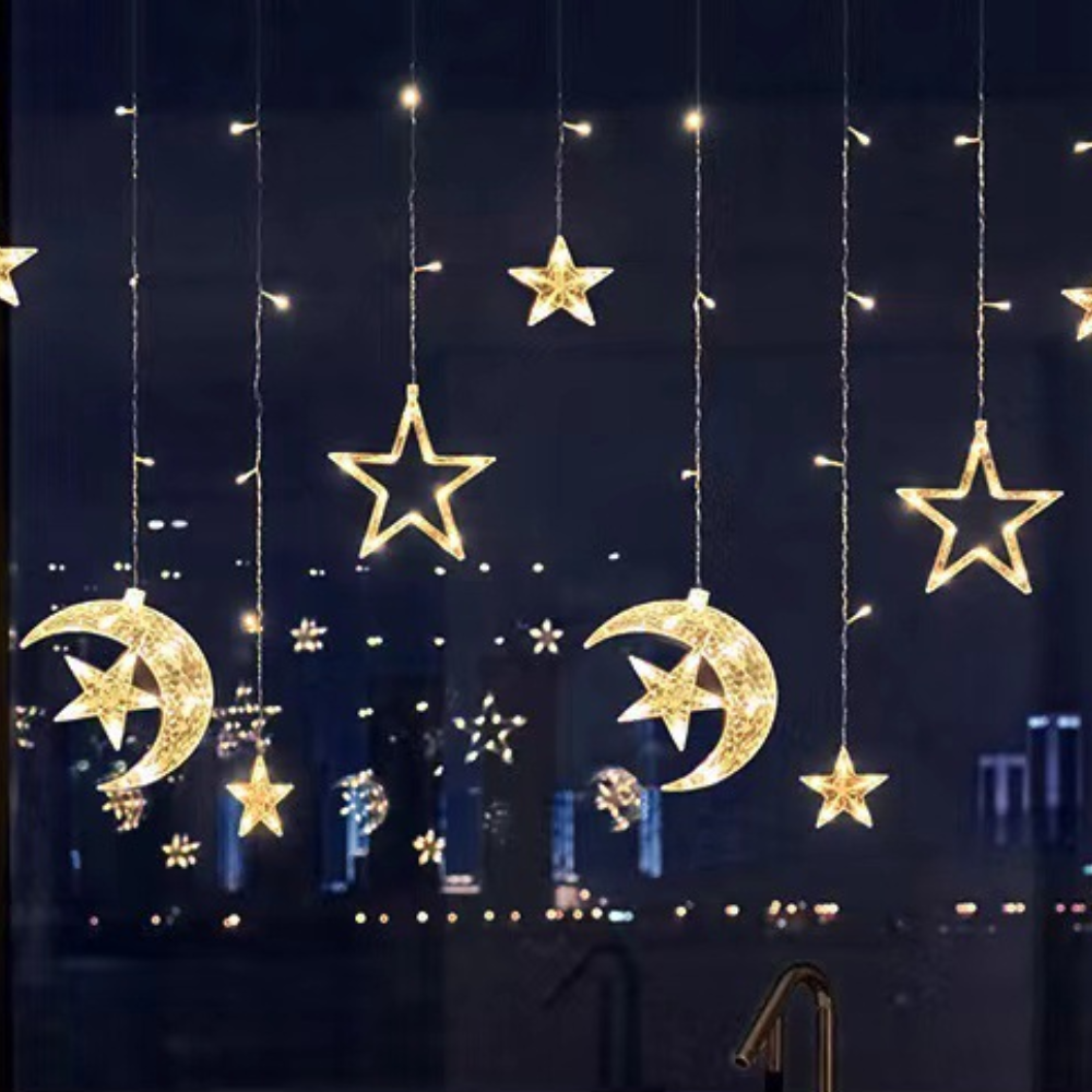 Warm White LED Star Curtain For Indoor And Outdoor Holiday Decor | Temsk