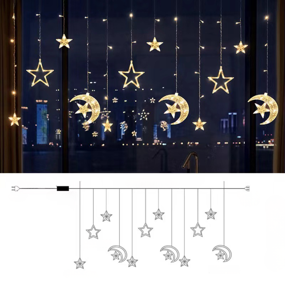 Warm White LED Star Curtain For Indoor And Outdoor Holiday Decor | Temsk
