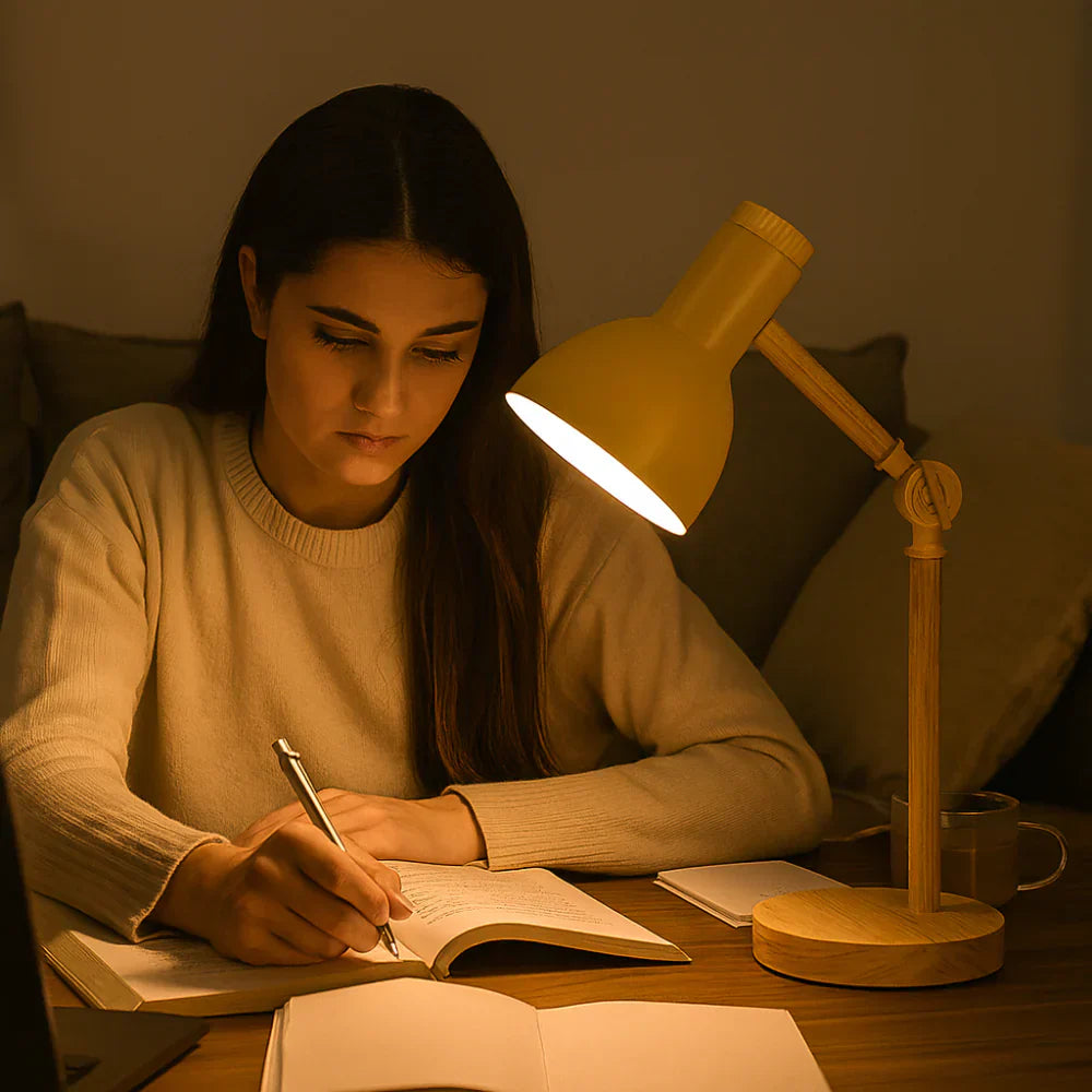 Nordic Wooden Desk Lamp With Adjustable Arm For Reading | Temsk