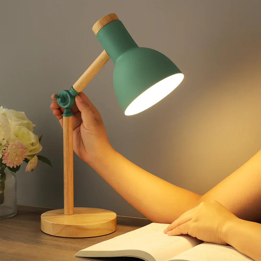 Nordic Wooden Desk Lamp With Adjustable Arm For Reading | Temsk