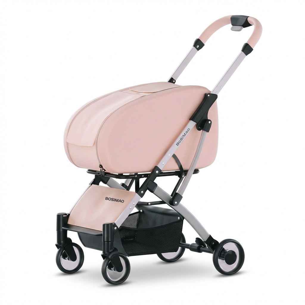 Foldable Detachable Cat Carrier Stroller With Clear Enclosure | Temsk