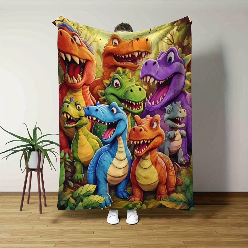 Bunte Dinosaurier-Kinderdecke aus weichem Fleece für Bett oder Couch | Temsk