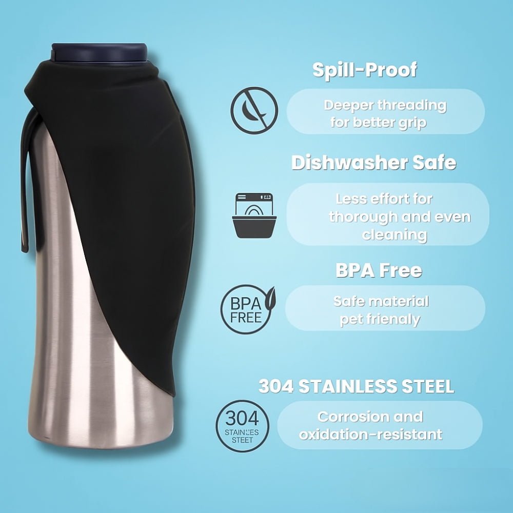 Stainless Steel Travel Bottle For Dogs Hydration On The Go | Temsk