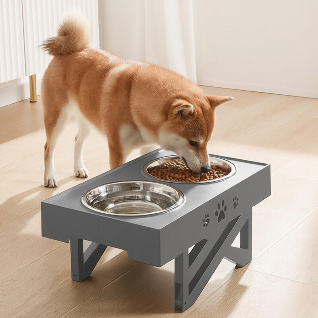 Adjustable Elevated Feeding Station For Dog Bowls Stand | Temsk