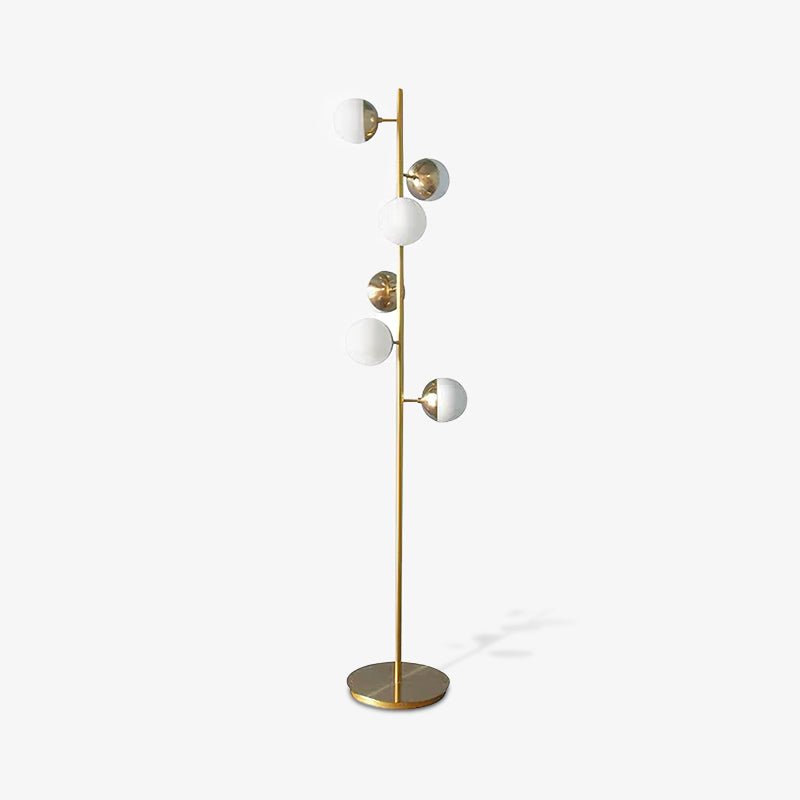 Elara LED Boom Lamp With Glass Orbs On Golden Pole | Snurv | Temsk