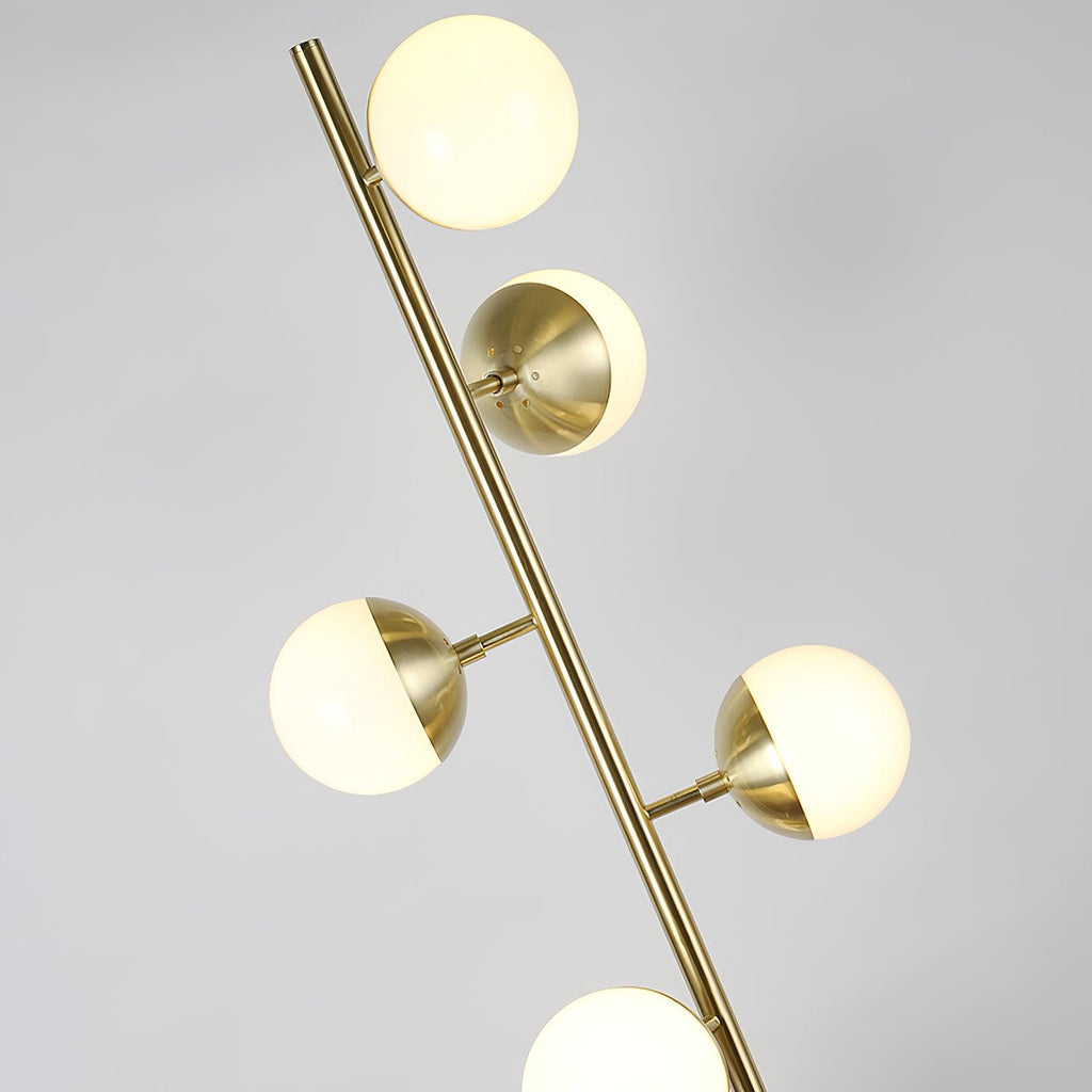 Elara LED Boom Lamp With Glass Orbs On Golden Pole | Snurv | Temsk