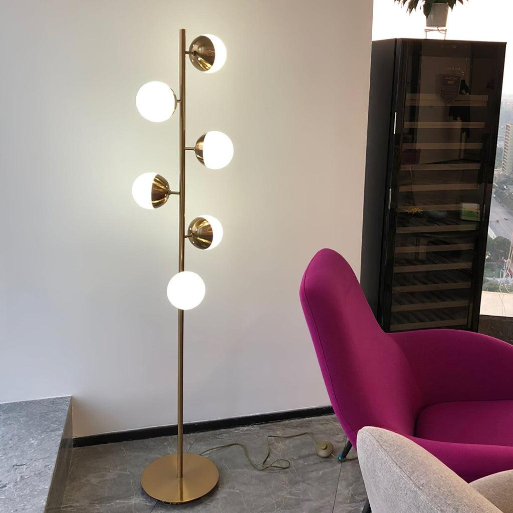 Elara LED Boom Lamp With Glass Orbs On Golden Pole | Snurv | Temsk