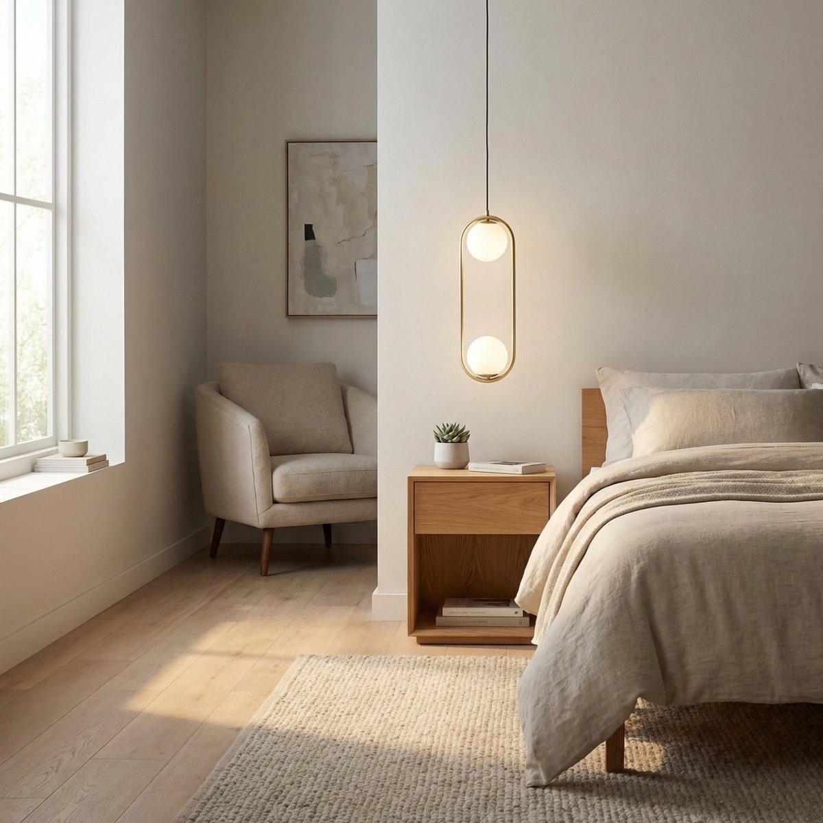 Závěsné svítidlo s dvojitou koulí v moderním kovovém a skleněném designu | Temsk