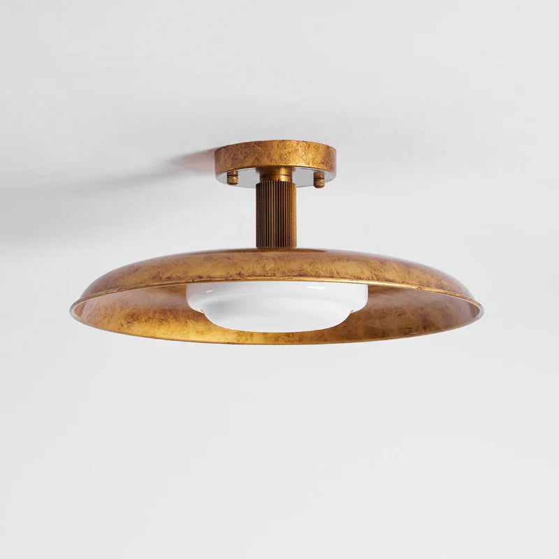 Ceiling Light With Hand-Blown Glass Shade And Textured Metal Rosette, Warm Ambient Glow | Temsk