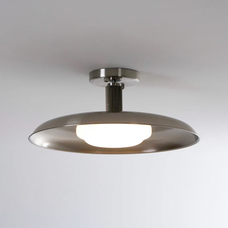 Ceiling Light With Hand-Blown Glass Shade And Textured Metal Rosette, Warm Ambient Glow | Temsk