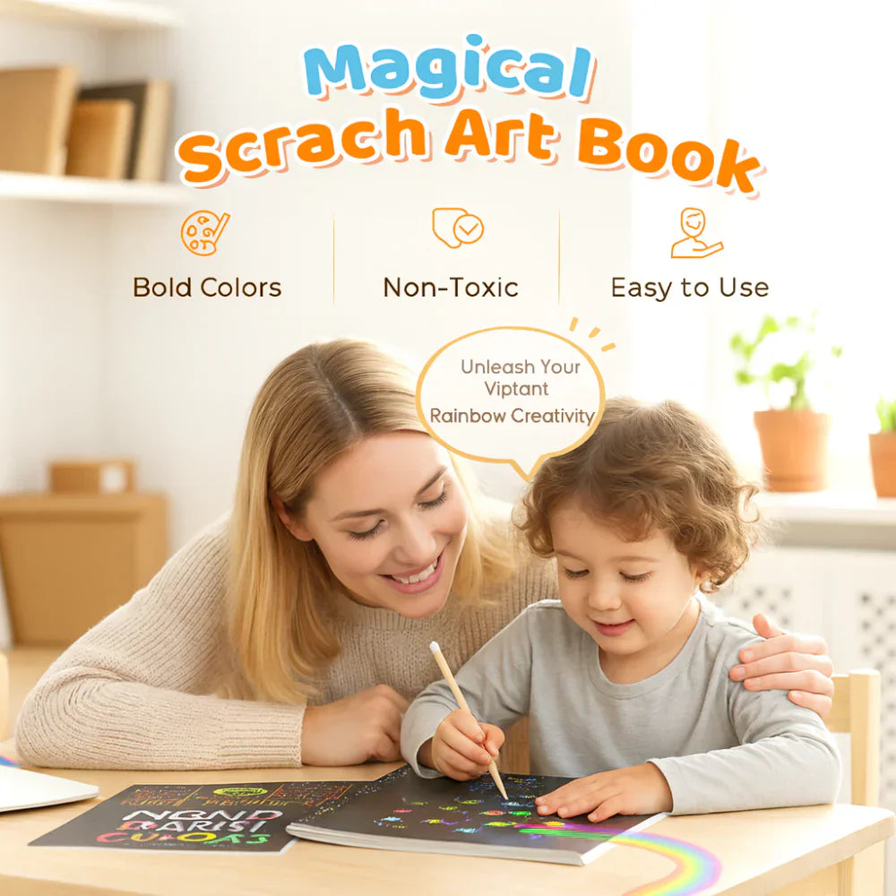 Rainbow Scratch Art Paper Set For Creative Drawing And Crafting | Temsk