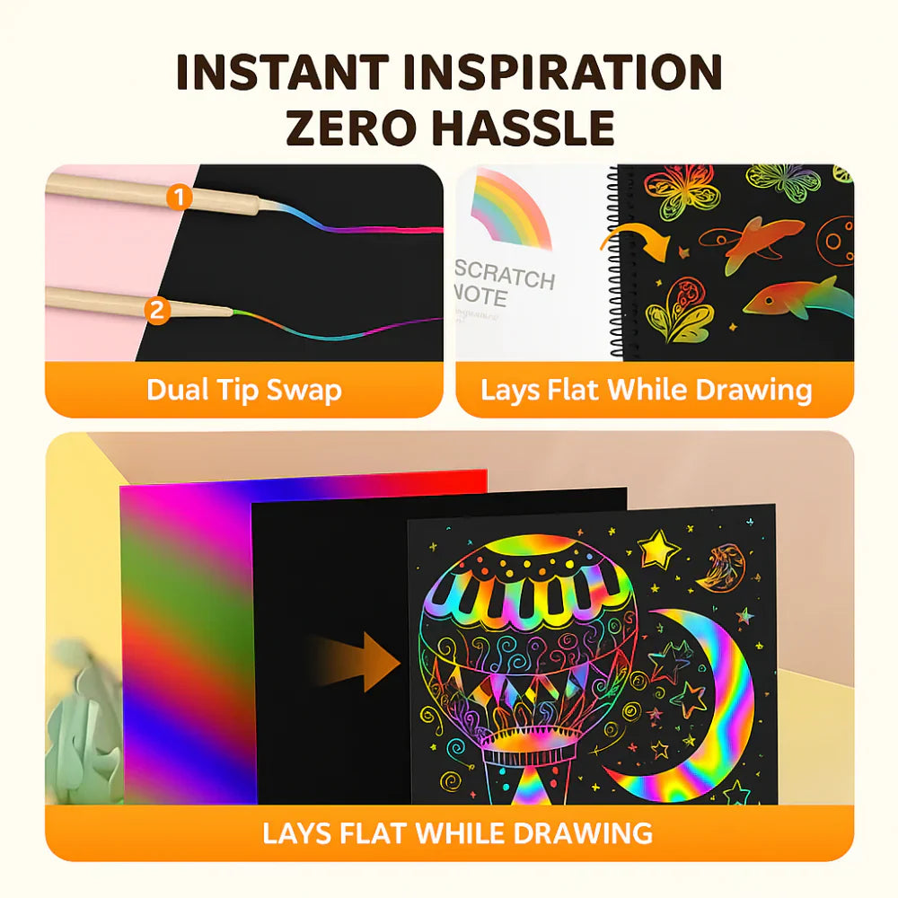 Rainbow Scratch Art Paper Set For Creative Drawing And Crafting | Temsk