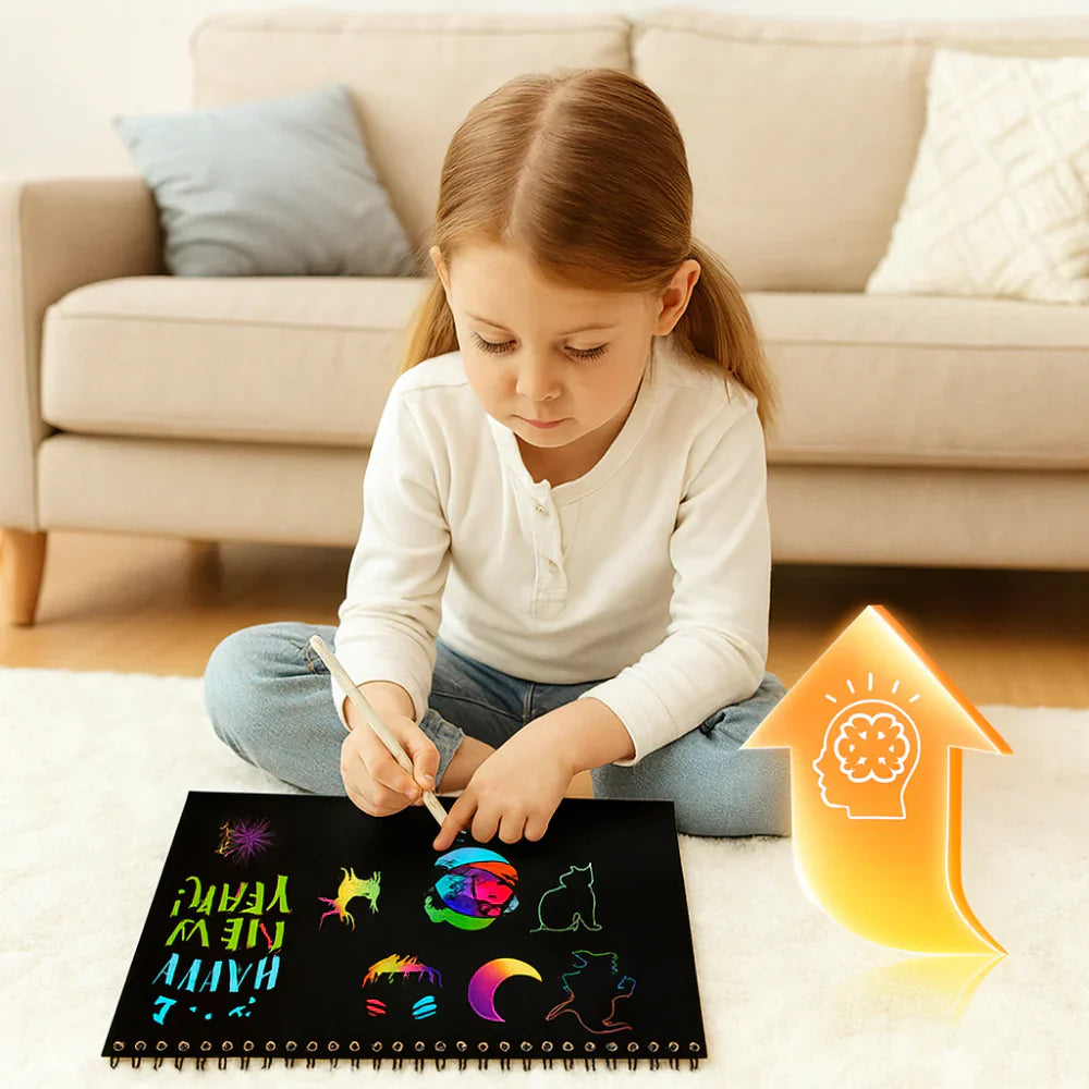 Rainbow Scratch Art Paper Set For Creative Drawing And Crafting | Temsk