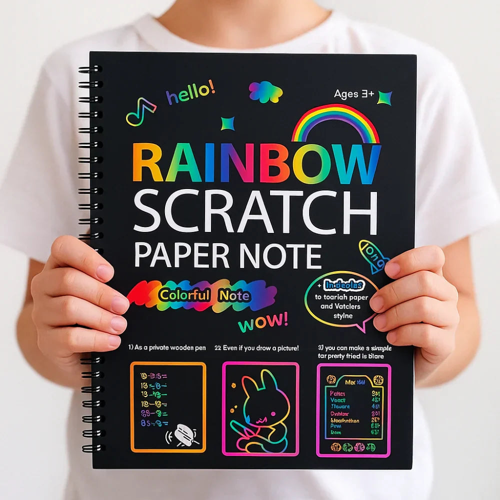 Rainbow Scratch Art Paper Set For Creative Drawing And Crafting | Temsk