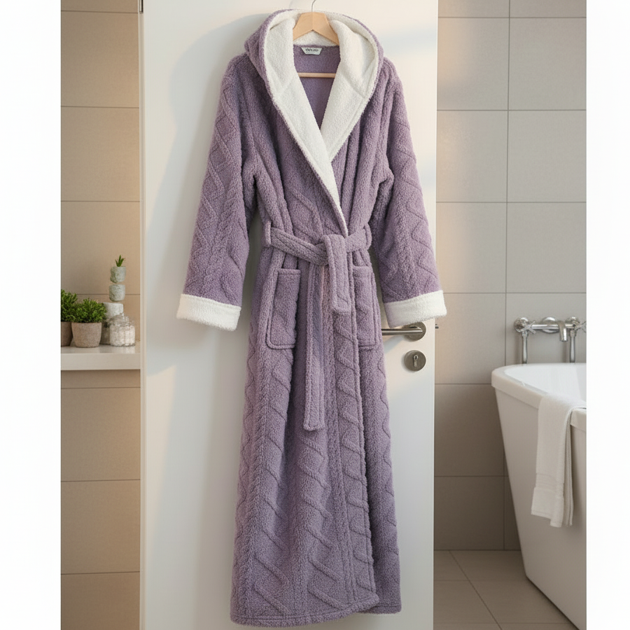 CloudNest Plush Bathrobe With Hood For Ultimate After Bath Comfort | Temsk