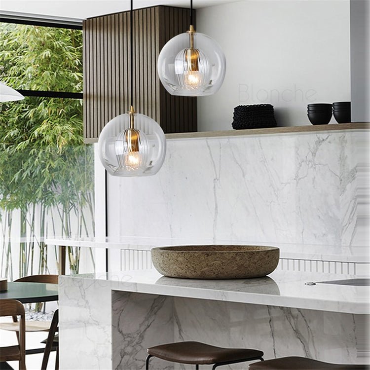 12 Inch Diameter Dual Layer Glass Globe Pendant Light Fixture | Temsk
