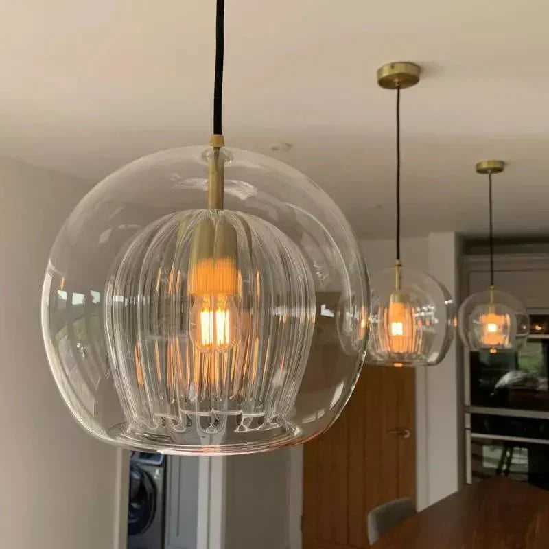 12 Inch Diameter Dual Layer Glass Globe Pendant Light Fixture | Temsk