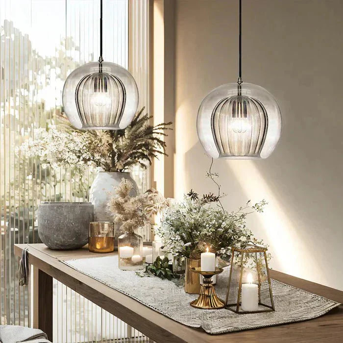 12 Inch Diameter Dual Layer Glass Globe Pendant Light Fixture | Temsk