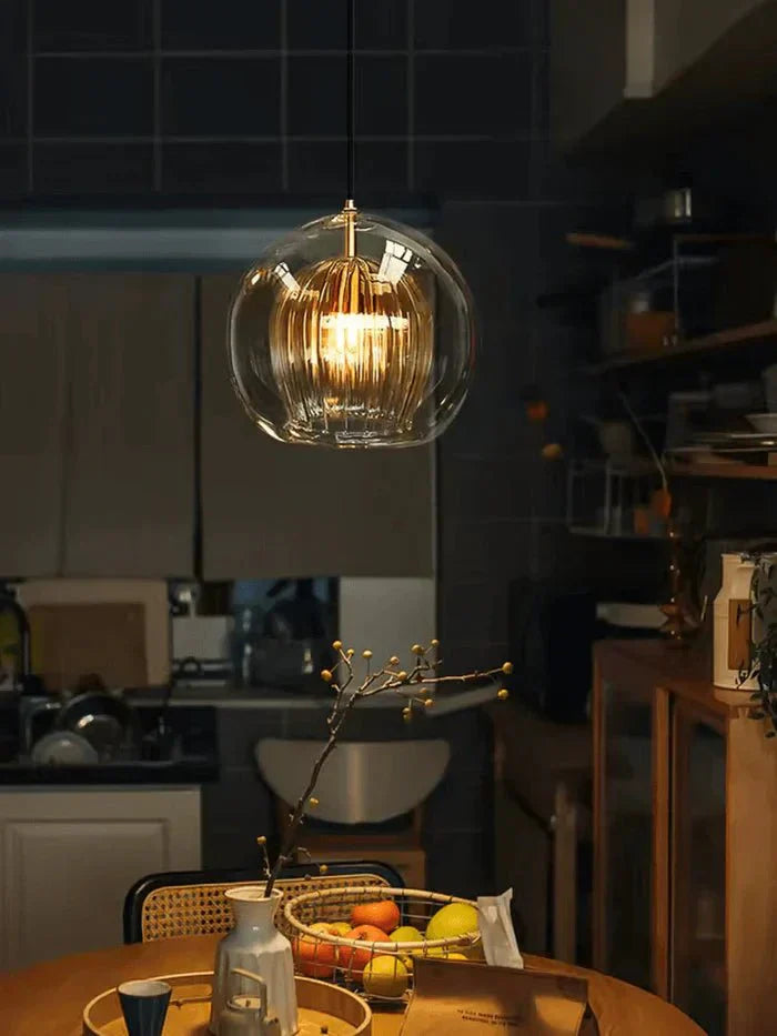 12 Inch Diameter Dual Layer Glass Globe Pendant Light Fixture | Temsk