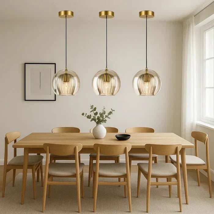 12 Inch Diameter Dual Layer Glass Globe Pendant Light Fixture | Temsk