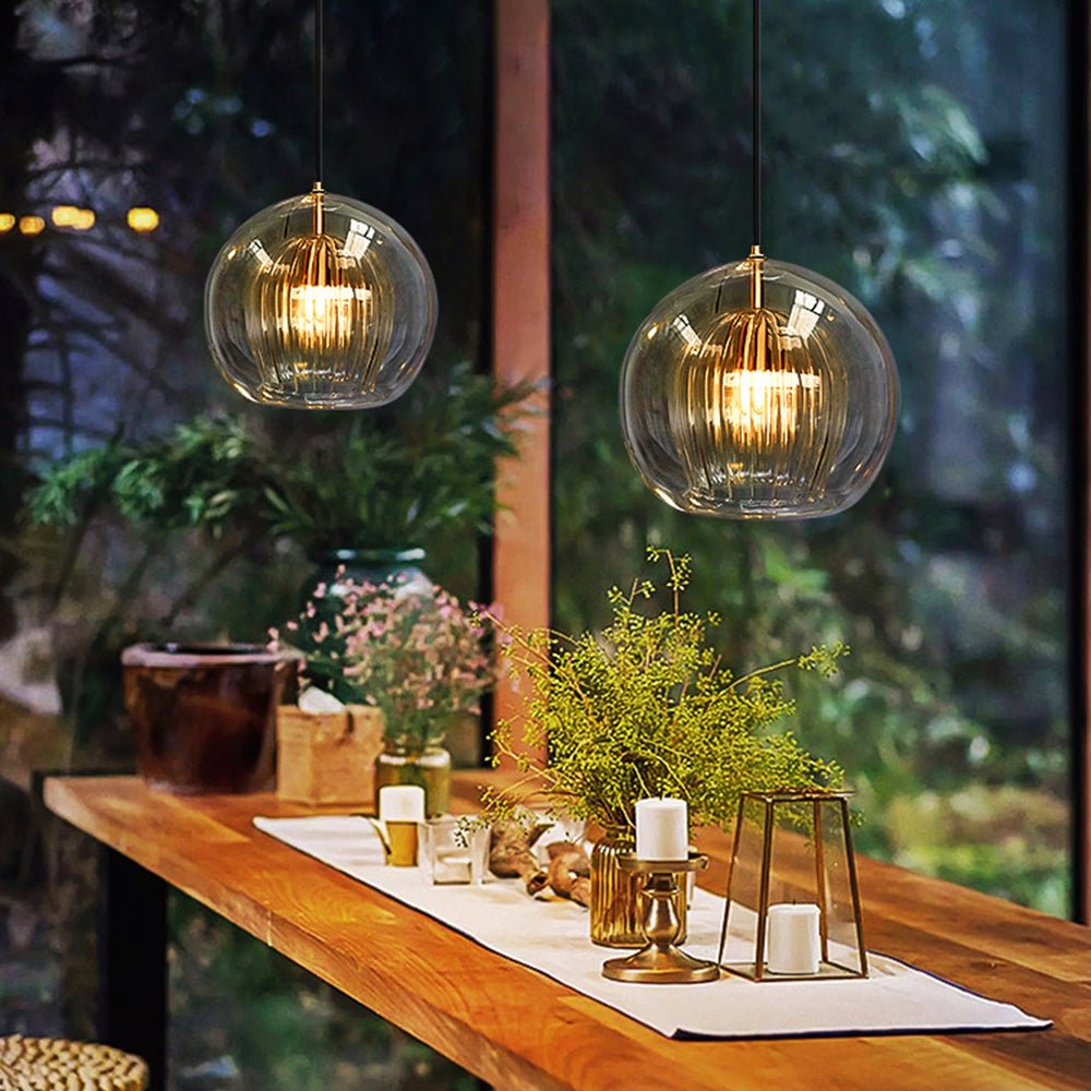 12 Inch Diameter Dual Layer Glass Globe Pendant Light Fixture | Temsk