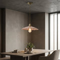 Scalloped Pendant Light Fixture In Dusky Pink With Gold Accent | Temsk