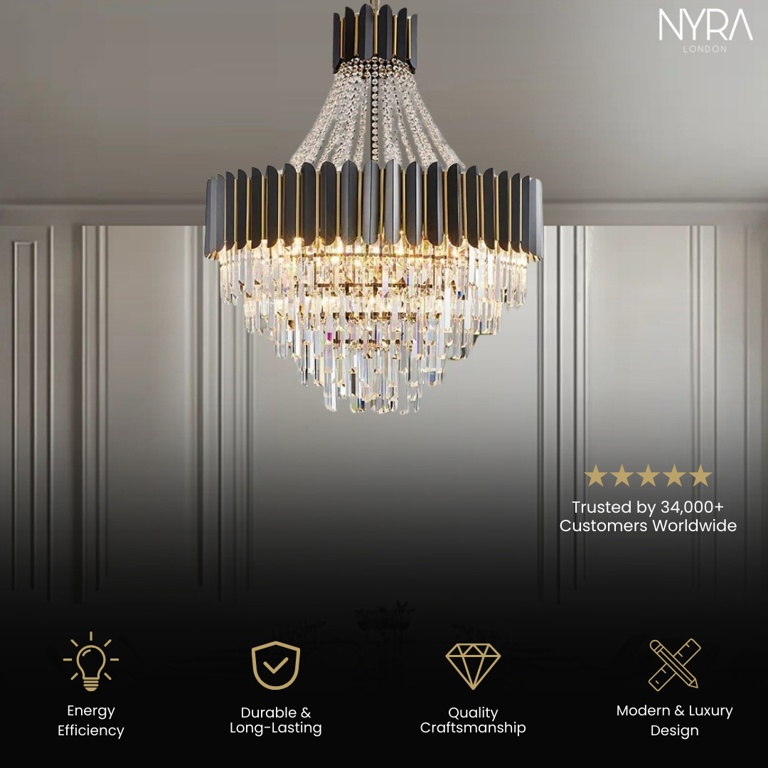 Selara Crystal Chandelier With K9 Crystal Modern LED Pendant Light | Temsk