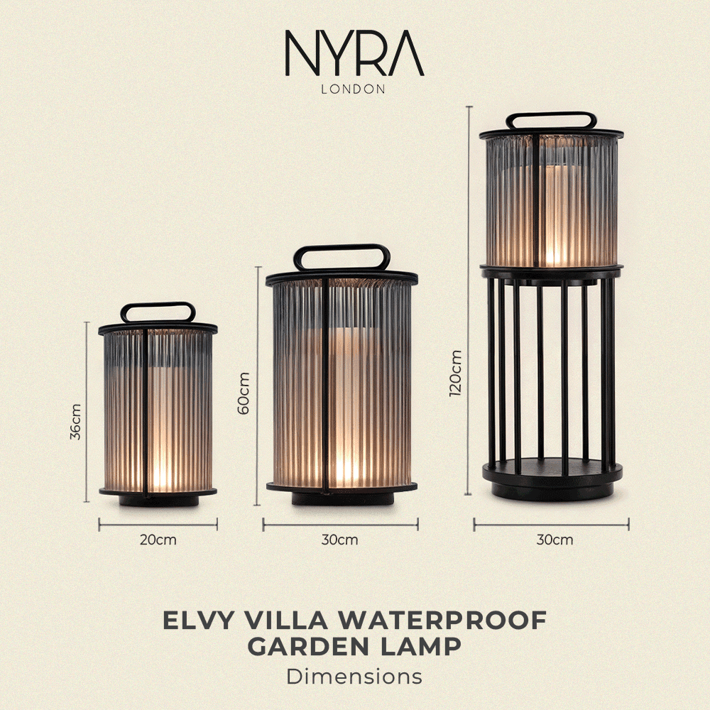 Solmere Ribbed Glass Outdoor Lantern Lamp Waterproof Garden Light | Temsk