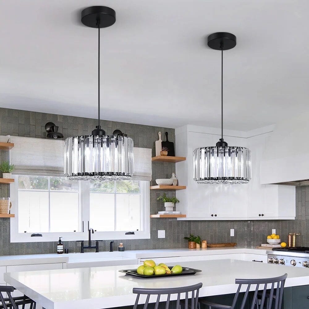 NovaCrystal Two-Tier Crystal Pendant Light With Angled Glass Prisms | Temsk