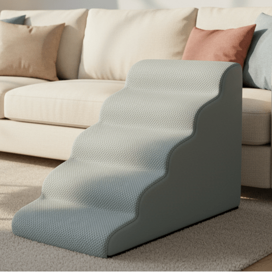 CozyPaw Stairs Padded Five Step Dog Ramp With Washable Cover | Temsk