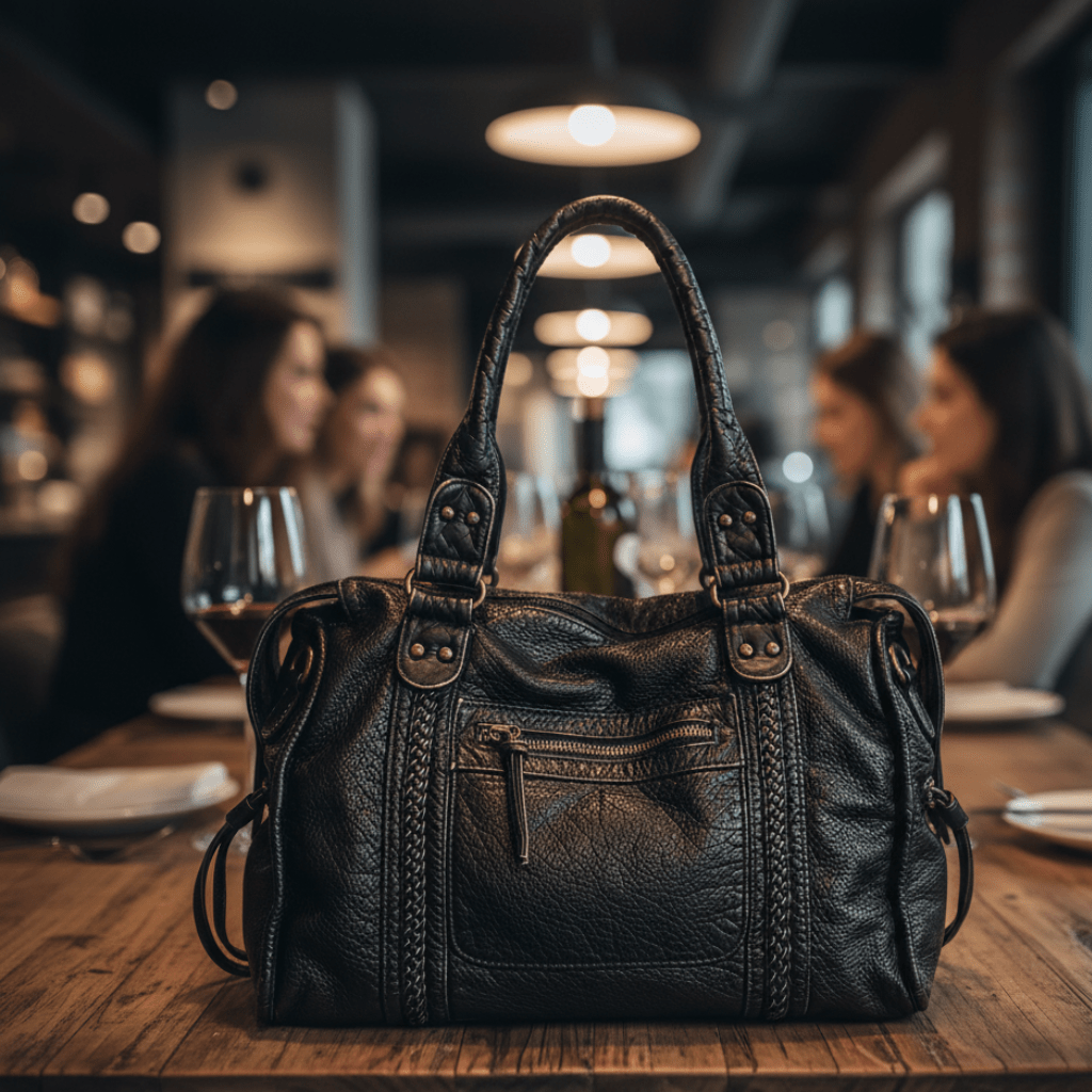LunaNova Trendy Black PU Leather Handbag For Everyday Use | Temsk