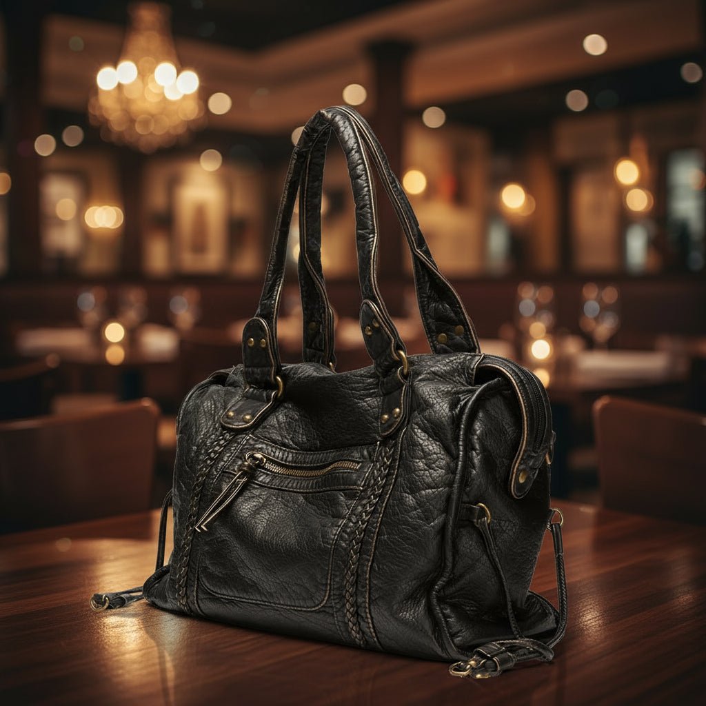 LunaNova Trendy Black PU Leather Handbag For Everyday Use | Temsk