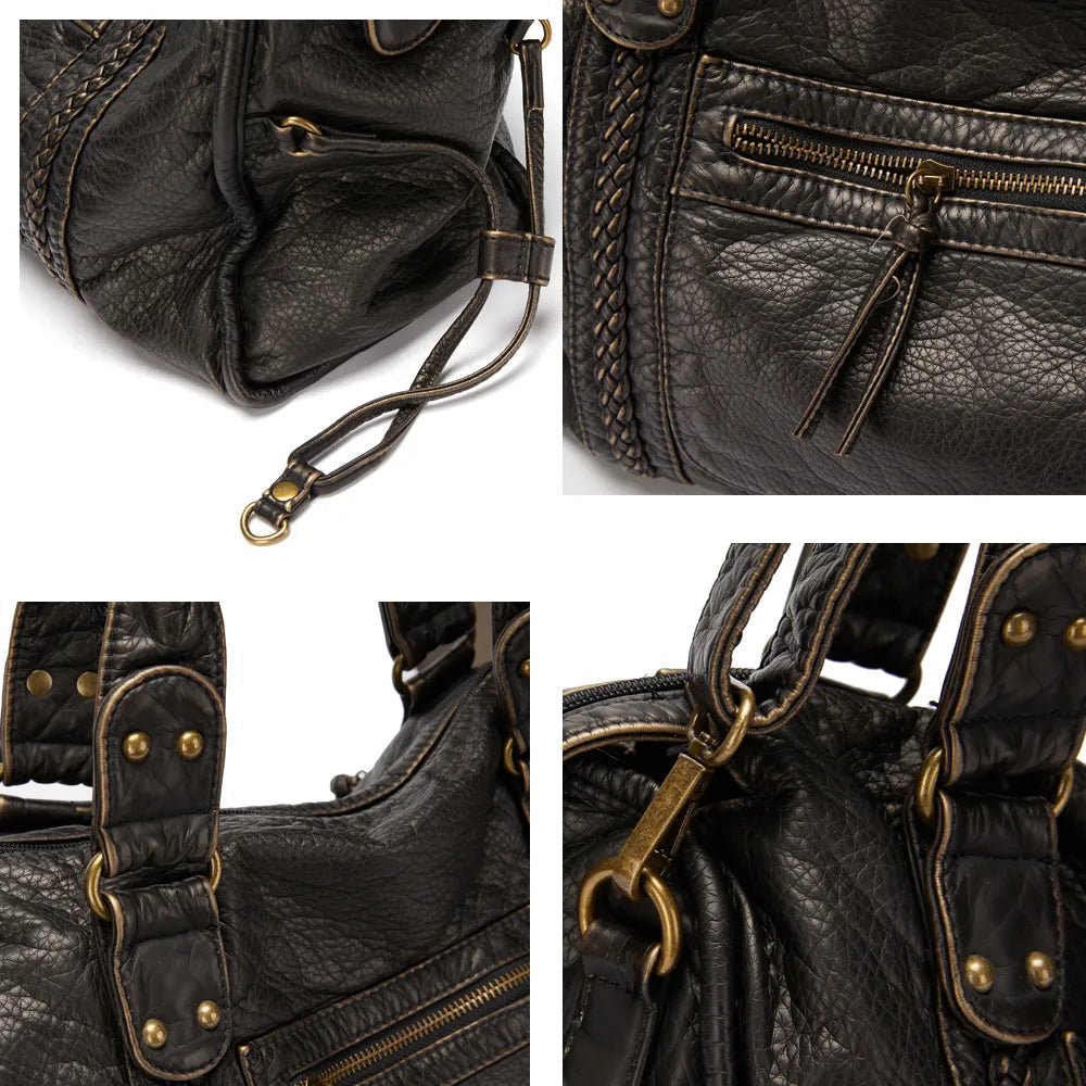 LunaNova Trendy Black PU Leather Handbag For Everyday Use | Temsk