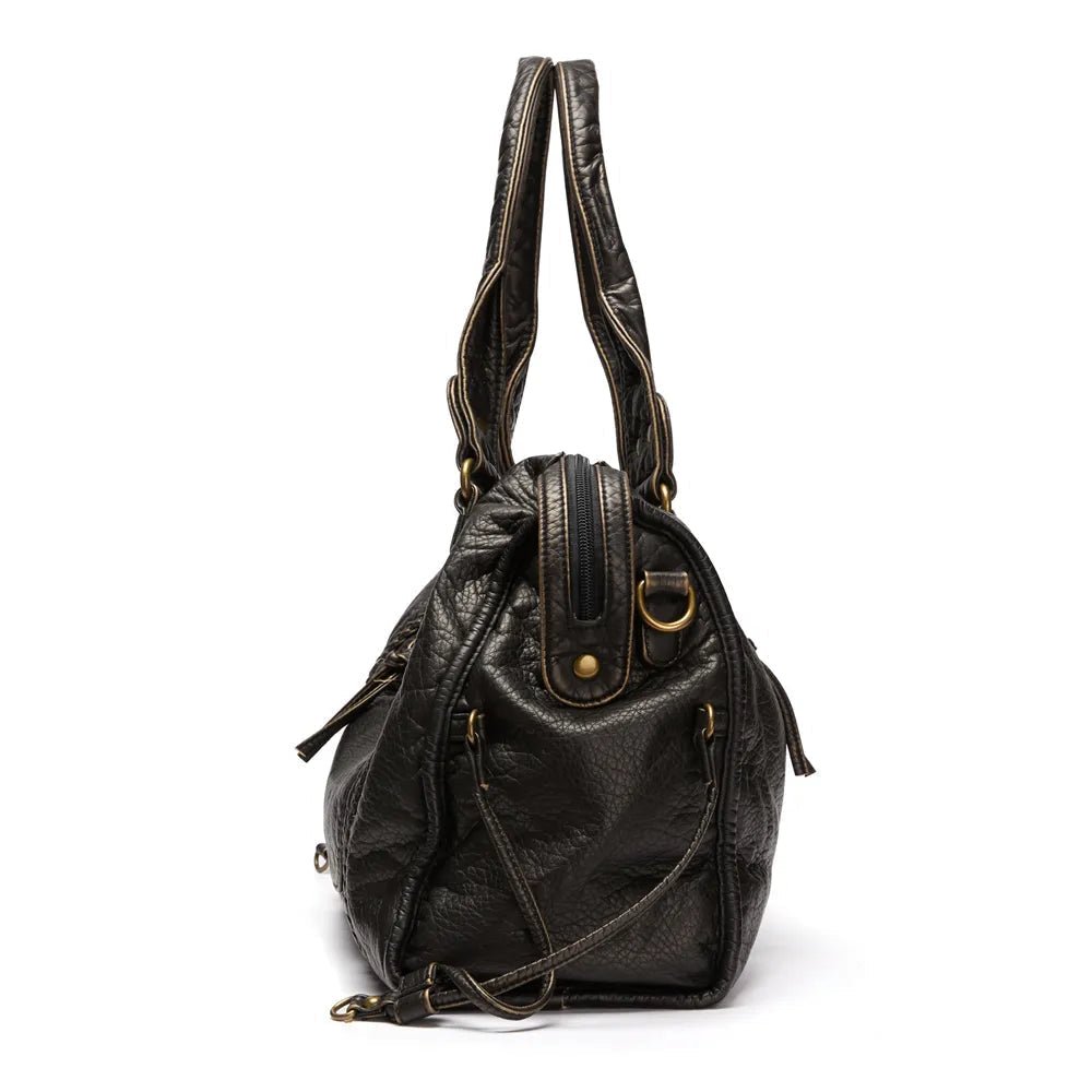 LunaNova Trendy Black PU Leather Handbag For Everyday Use | Temsk