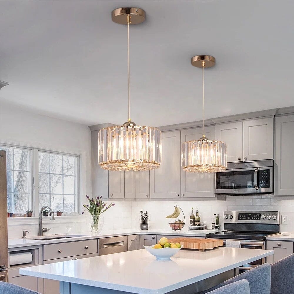 NovaCrystal Two-Tier Crystal Pendant Light With Angled Glass Prisms | Temsk