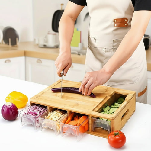 GreenCraft Bamboo Cutting Board With Replaceable Blades And Storage Bowls Ecological Temsk