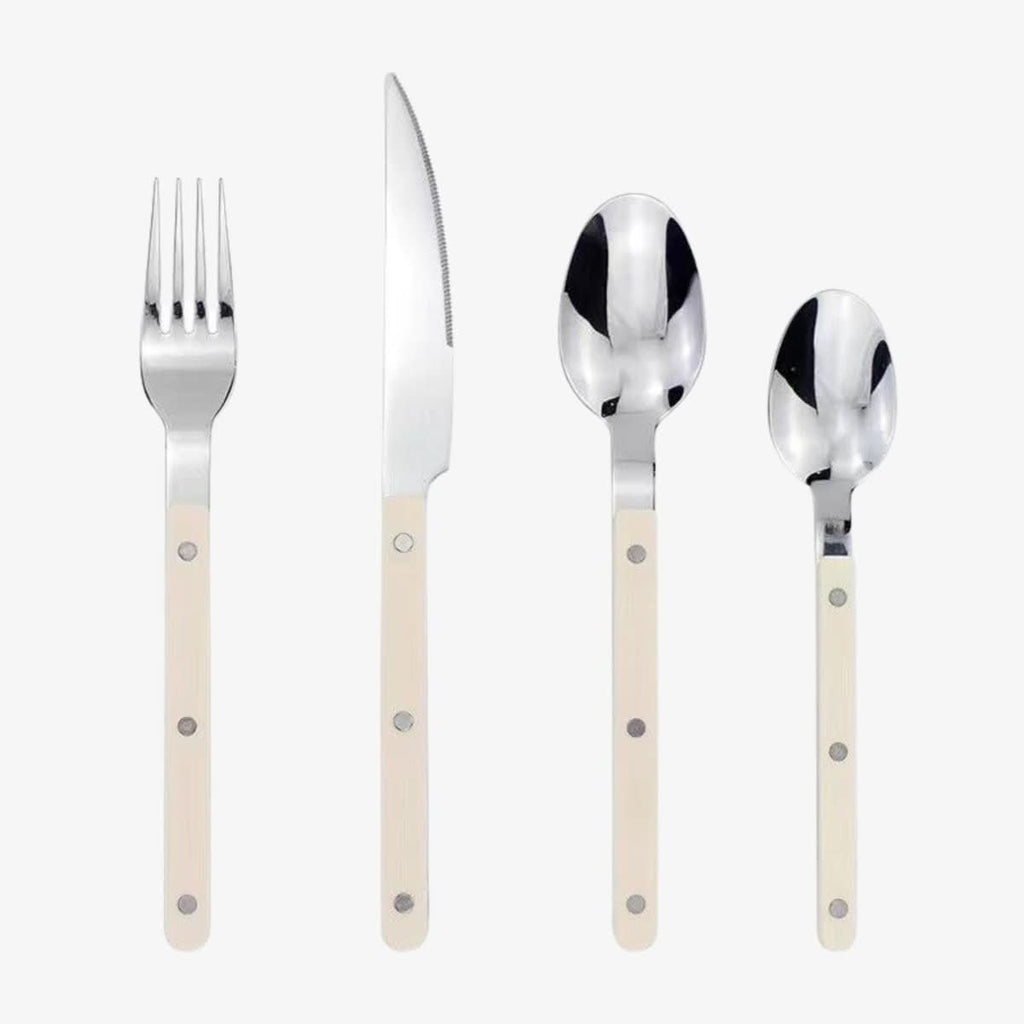 Aurelia Edge 4-Piece Stainless Steel Flatware Set With Engraved Design | Temsk