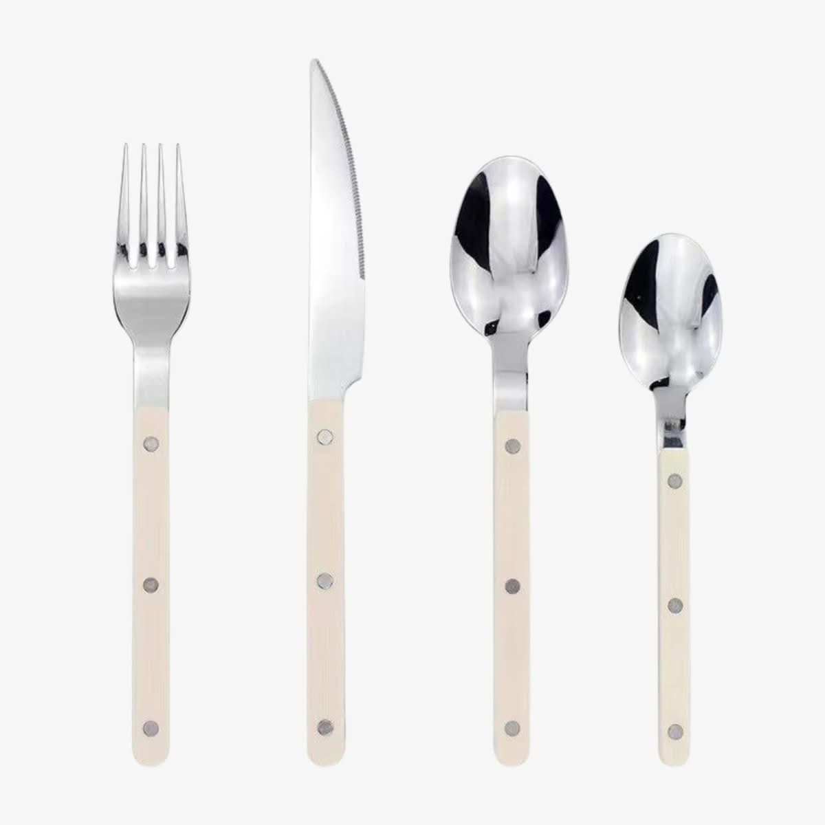 Aurelia Edge 4-Piece Stainless Steel Flatware Set With Engraved Design | Temsk