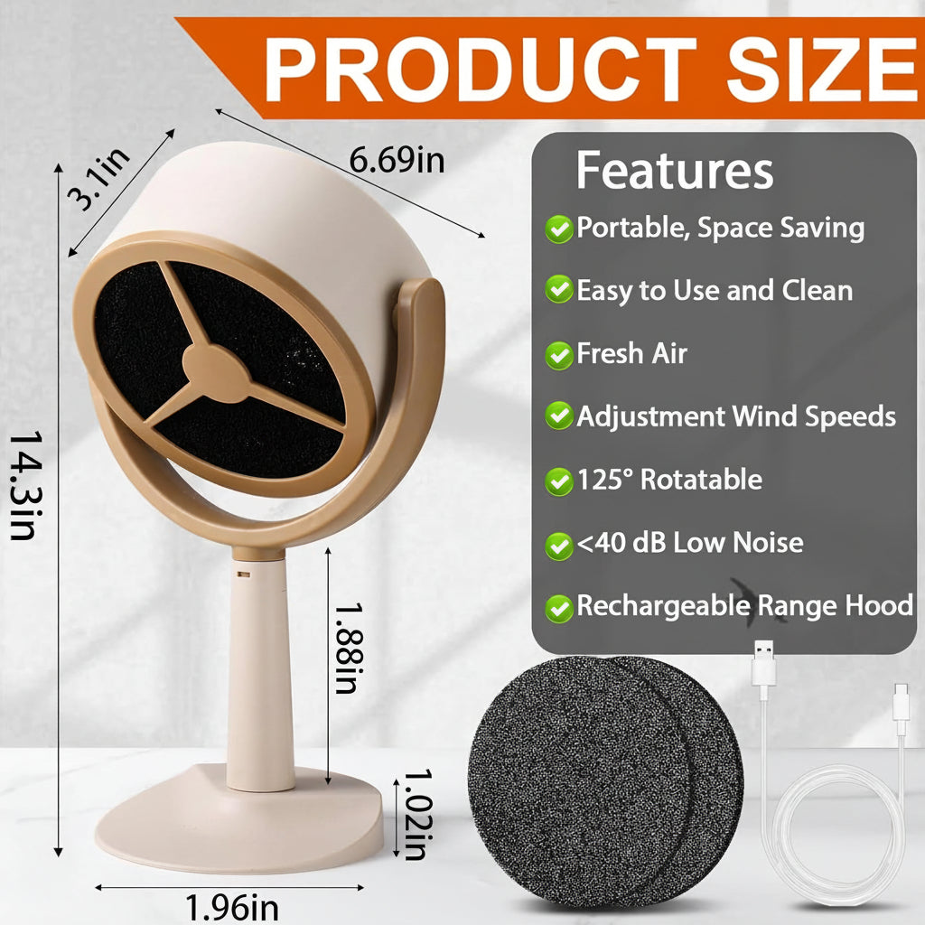 Rechargeable Range Hood Portable Exhaust Fan For Kitchen Ventilation | Temsk